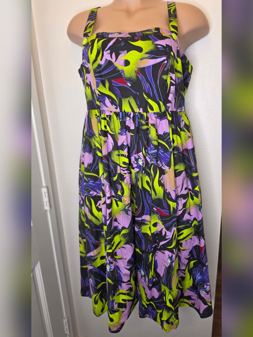 torrid maleficent Sleeping beauty VILLAINS Floral Fit-and-Flare Mid Dress - Picture 2 of 13